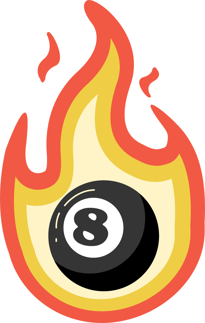 Flaming Billiard 8-Ball Vector on Transparent Background