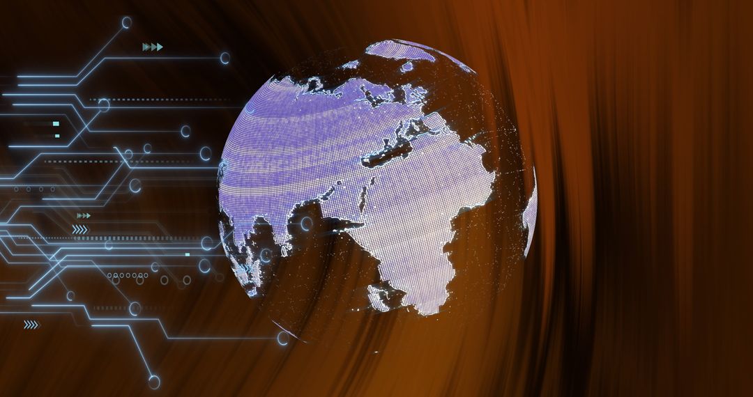 Spinning Globe with Digital Network Connections
