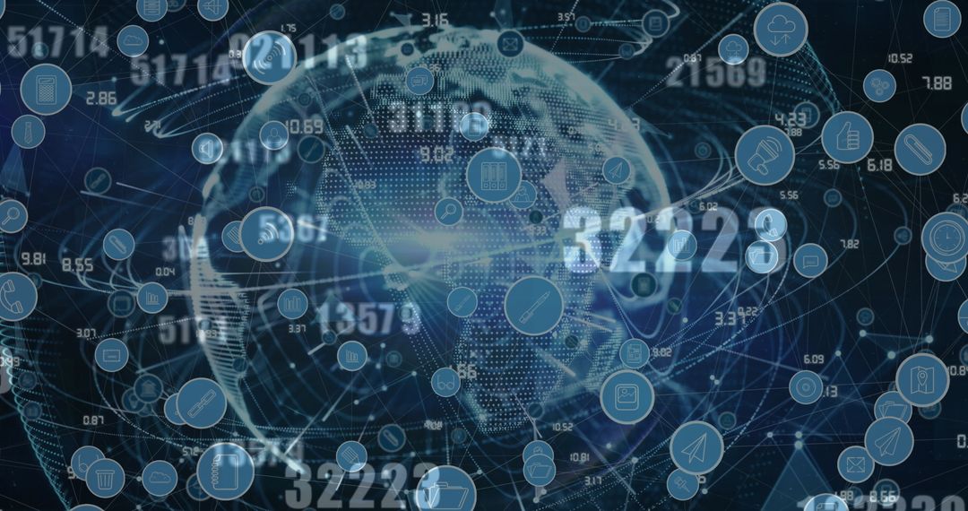 Global Digital Connections Concept With Floating Icons