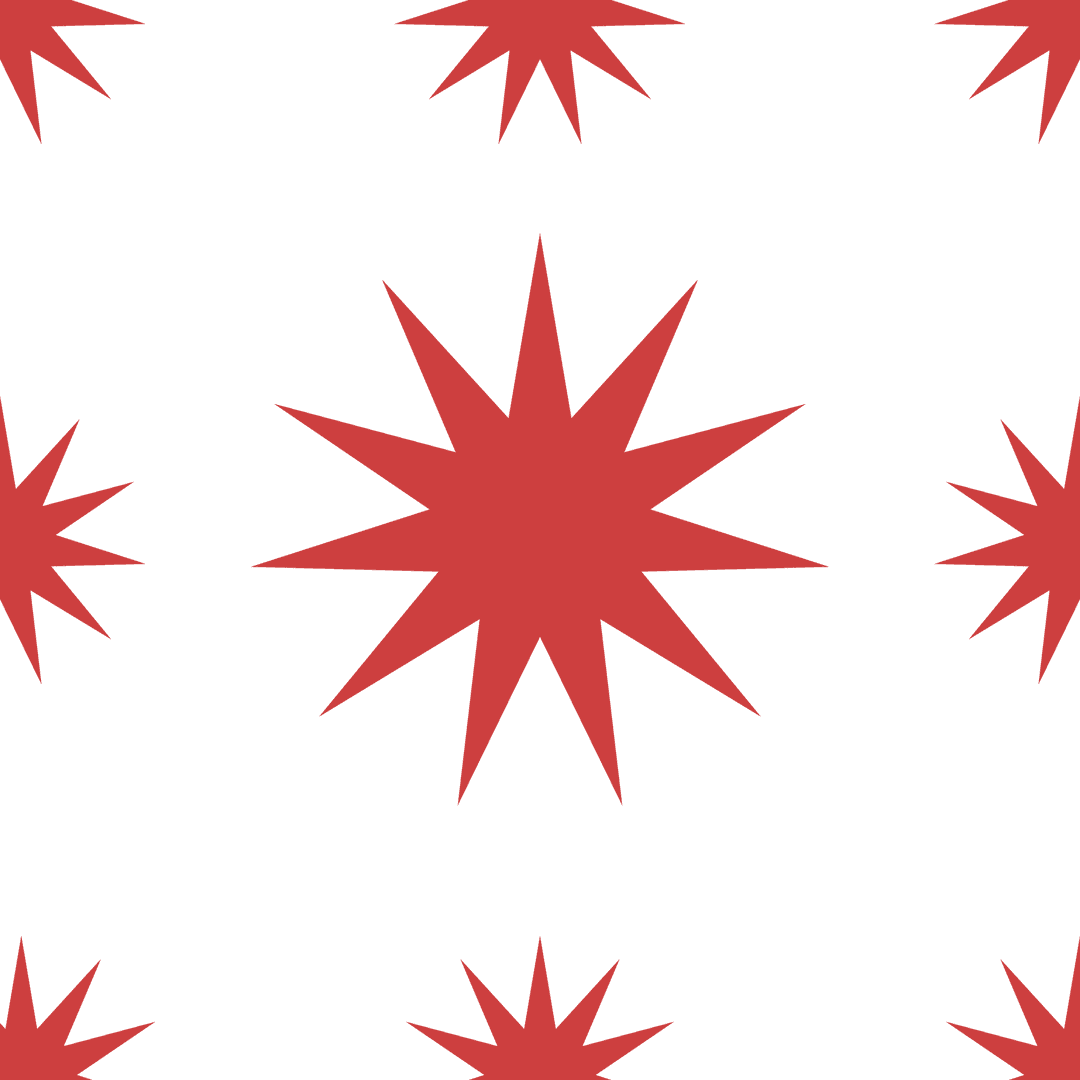 Red Christmas Stars Pattern on Transparent Background