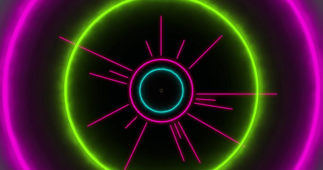 Abstract Neon Circles with Pulsating Tech Design