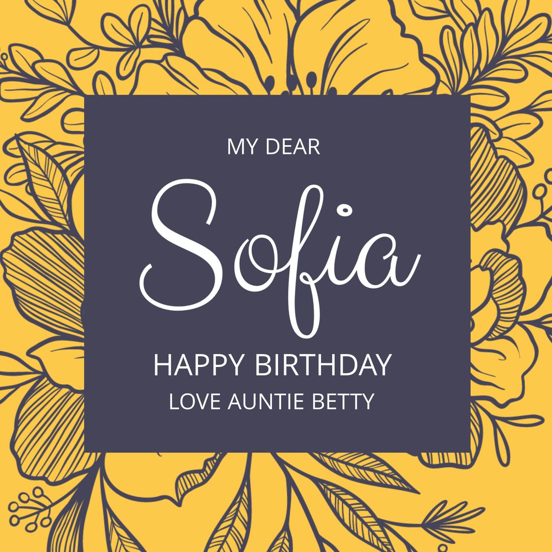 Floral Birthday Card with Personal Greeting for Sofia
