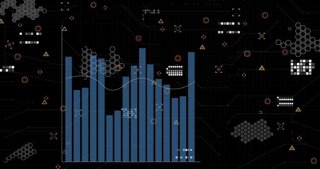 Dynamic Graphs on Black Background for Financial Technology Concepts
