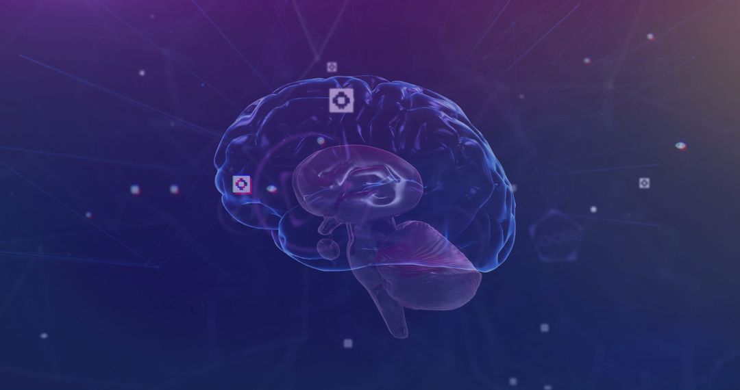 Digital Brain Network with Media Icons