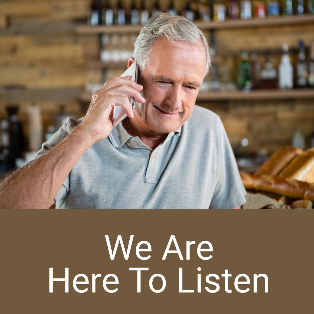 Senior Man Talking on Smartphone in Store - Customer Service Concept - Download Free Stock Templates Pikwizard.com