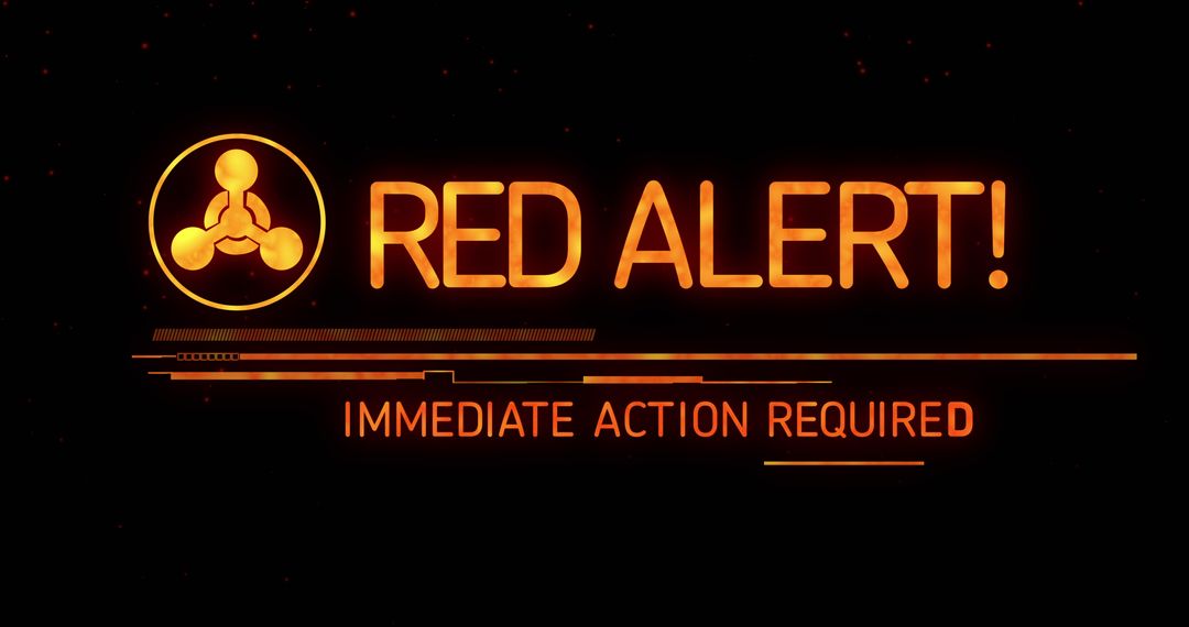 Red Alert Warning Sign with Immediate Action Text in High Tech Digital Style - Free Images, Stock Photos and Pictures on Pikwizard.com