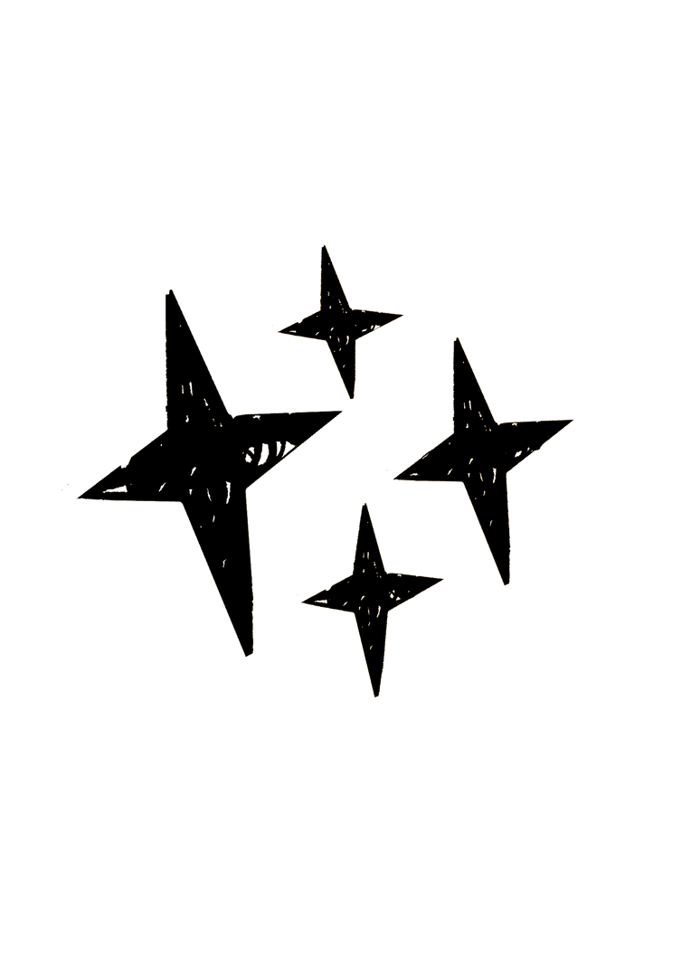 Flat Design Four-Pointed Sparkle Icons on Transparent Background