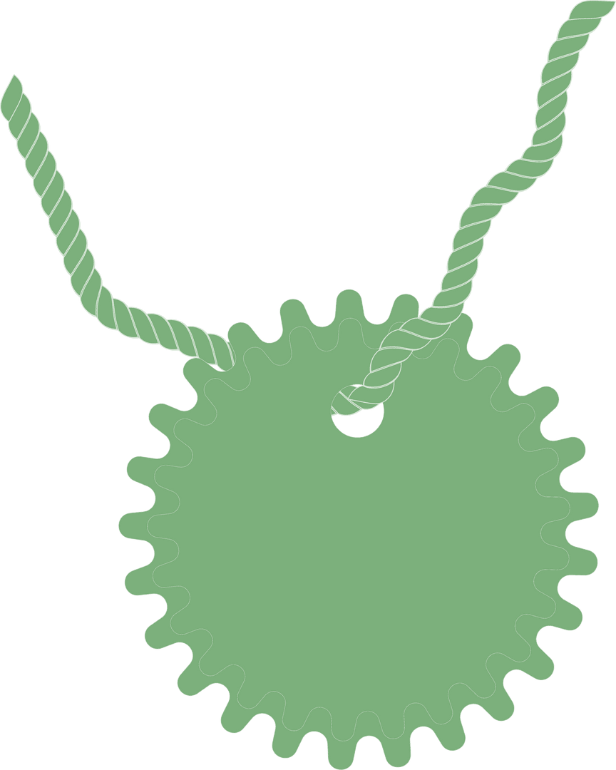 Green Badge with Twisted Ribbon on Transparent Background