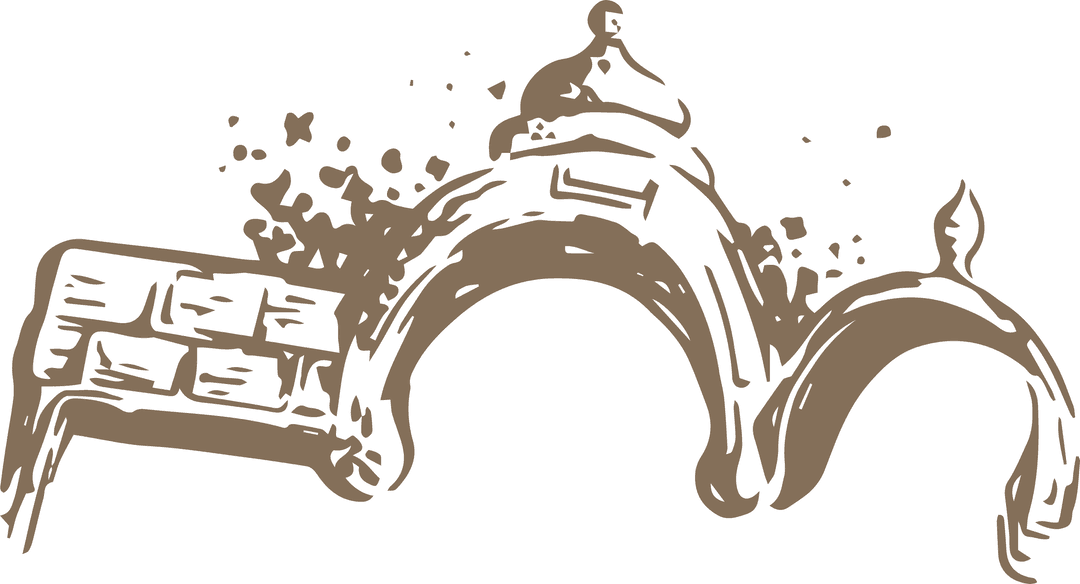 Sepia Graphic Abstract Arches on Transparent Background