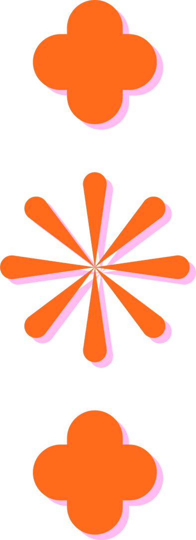 Abstract Geometric Clovers and Burst on Transparent Background