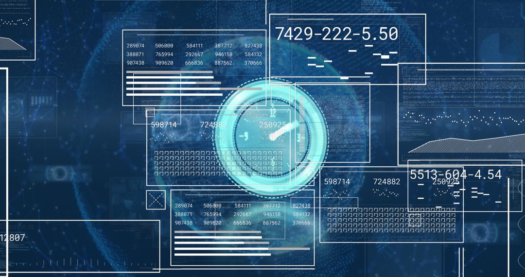 Neon Digital Clock with Data Interfaces and Futuristic Globe