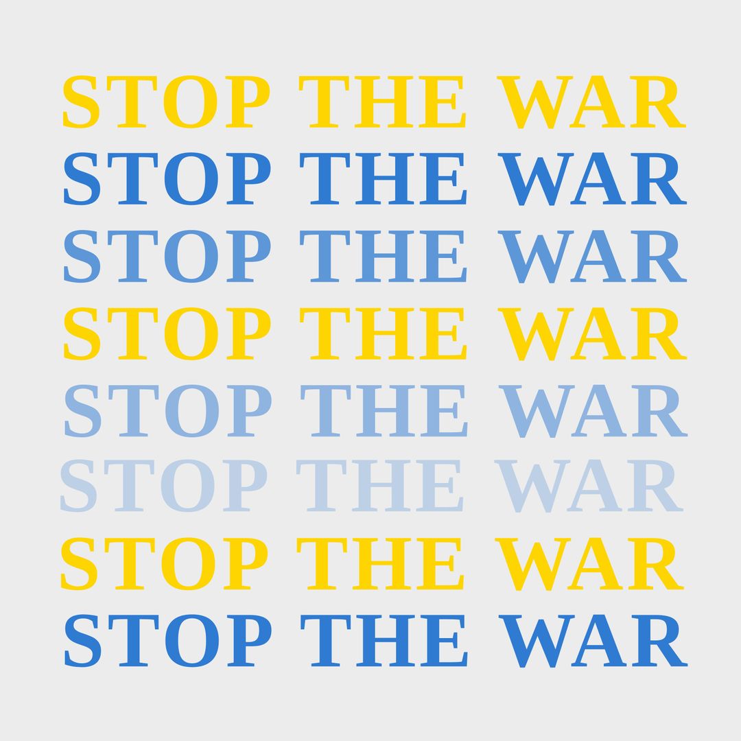 Slogan Advocating Peace in Bold Colored Text