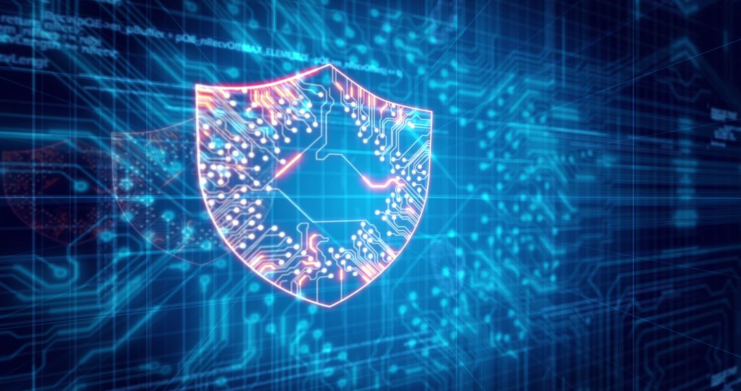 Glowing Security Shield Over Digital Data Interface