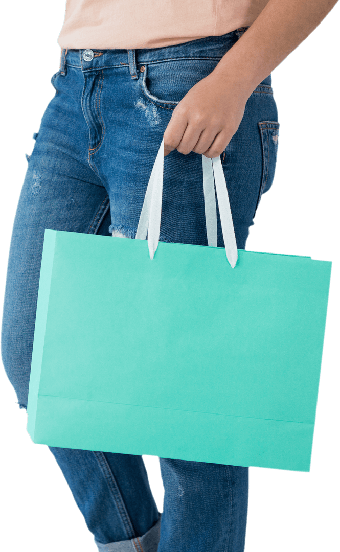 Woman Holding Shopping Bag Transparent Background Isolated