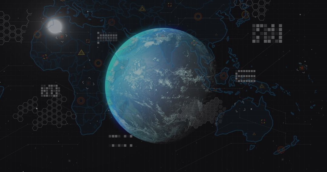 Digital Globe with Data Networks Overlay