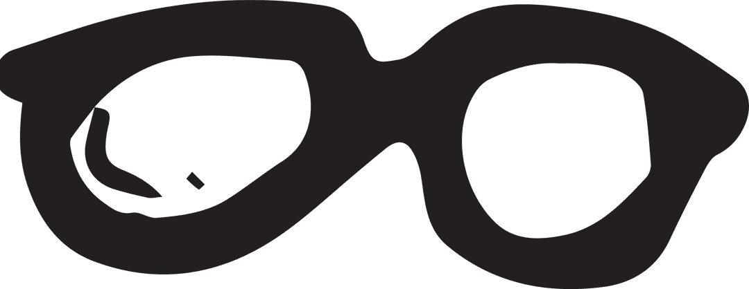 Minimalist Hand-Drawn Black Glasses on Transparent Background