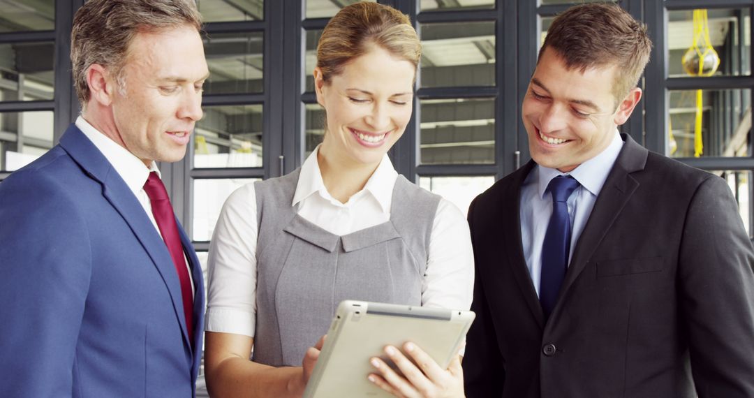 Business Team Collaborating Using Digital Tablet in Office