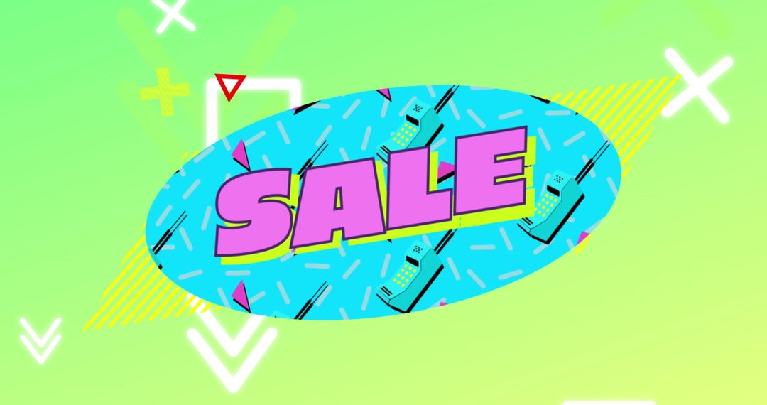 Retro Sale Announcement with Colorful Geometric Elements