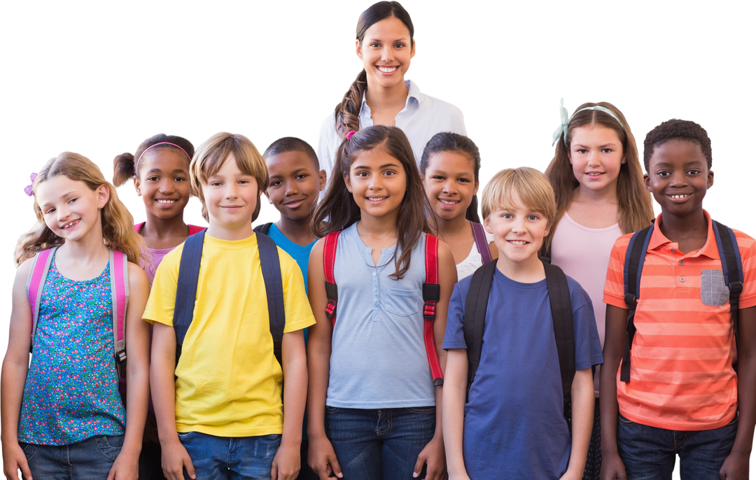 Smiling Children with Teacher on Transparent Background, Elementary School - Download Free Stock Images Pikwizard.com