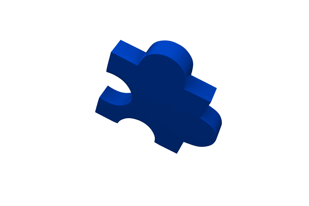 Blue Puzzle Piece on Transparent Background for Jigsaw Concept Designs
