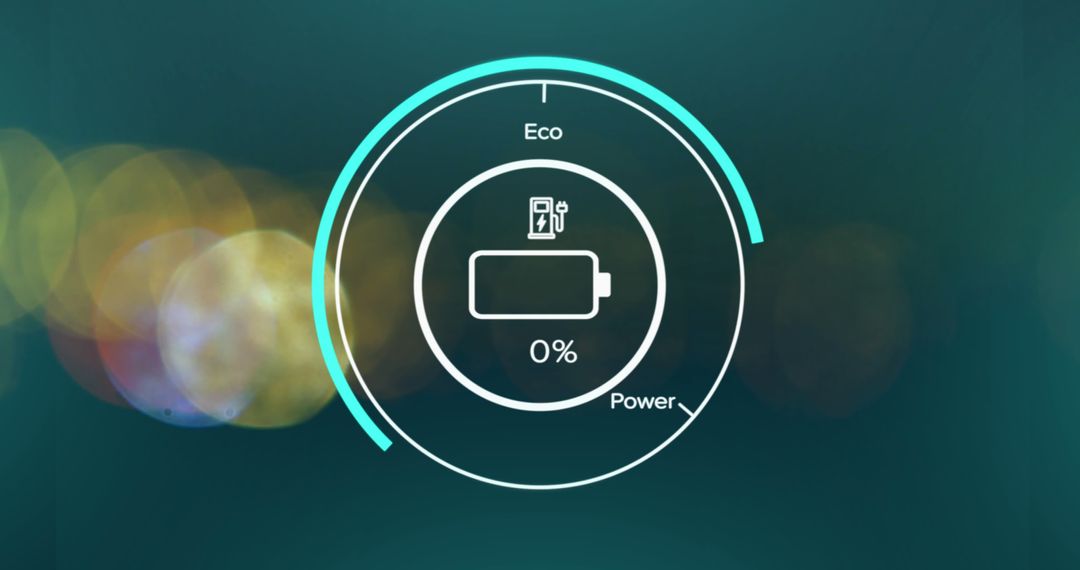 Car Digital Interface with Battery Icon and Graphics