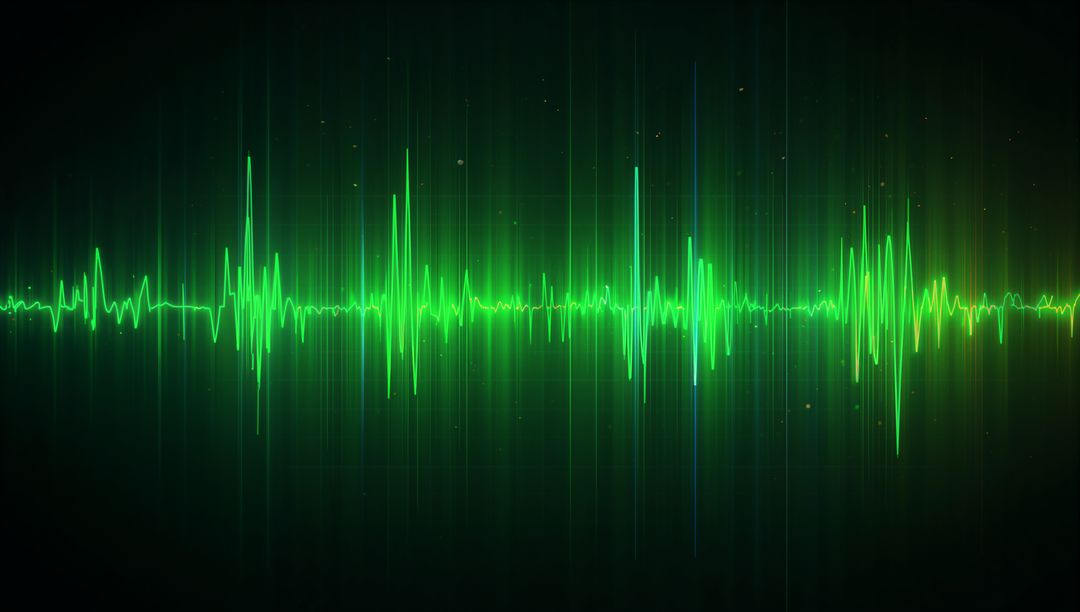 Neon Green Audio Waveform on Dark Digital Background