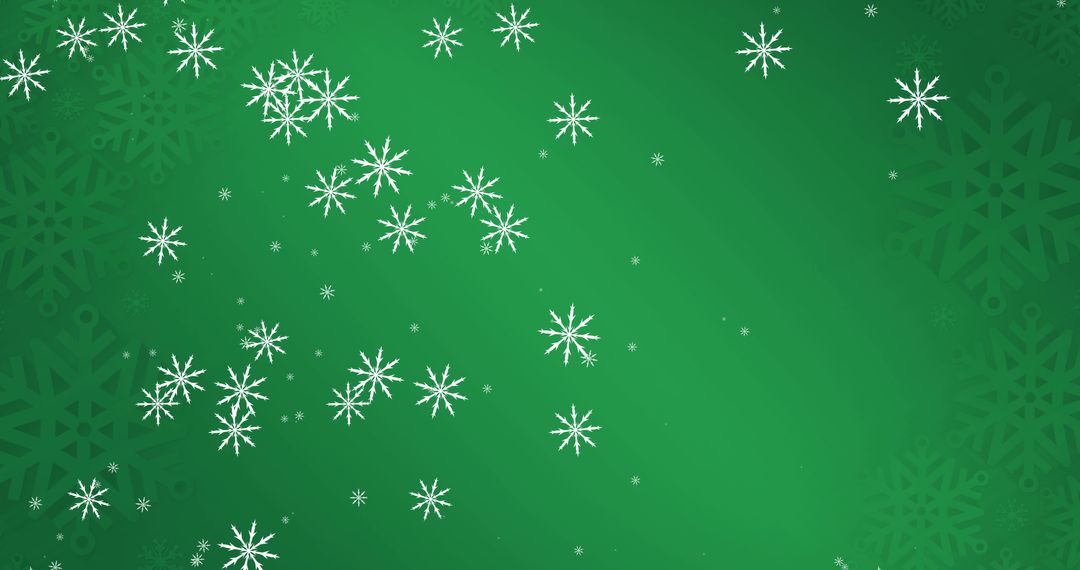 White Snowflakes on Green Background for Christmas Design