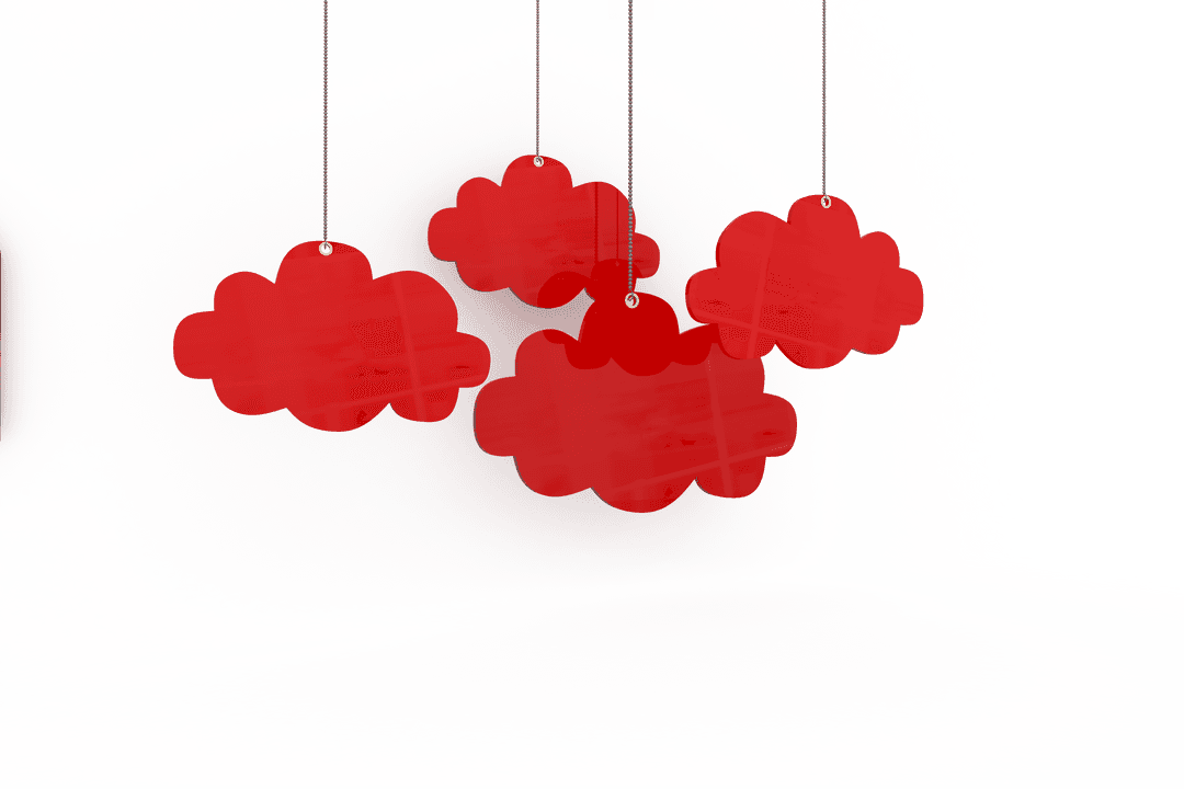 Vibrant Red Sale Tags in Cloud Shapes on Transparent Background