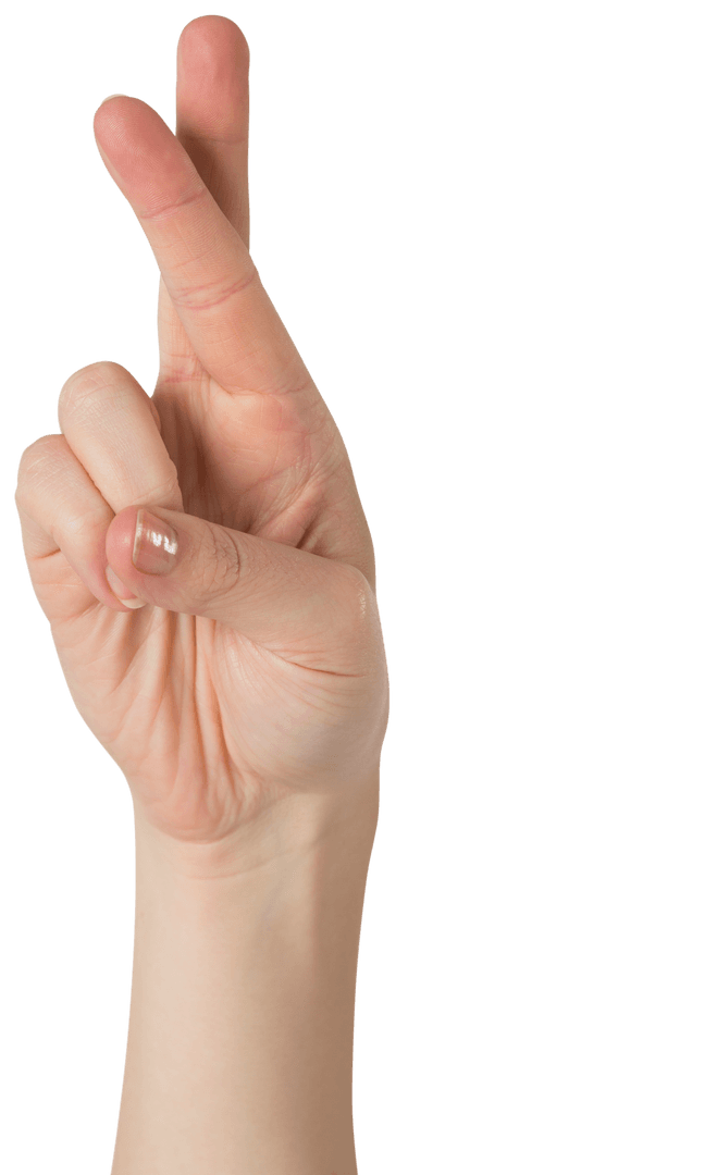 Transparent Image of Fingers Crossed Gesture for Good Luck