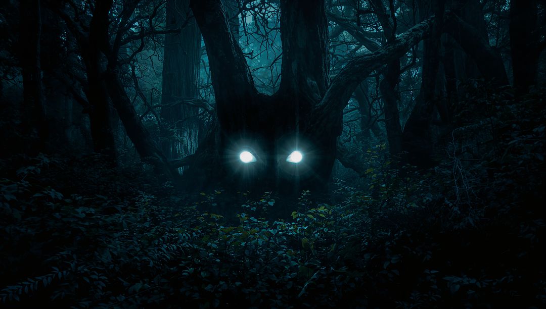 Enchanted Tree Glowing in Mysterious Nighttime Forest