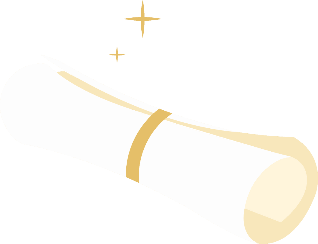 Elegant Rolled Parchment Scroll with Stars on Transparent Background