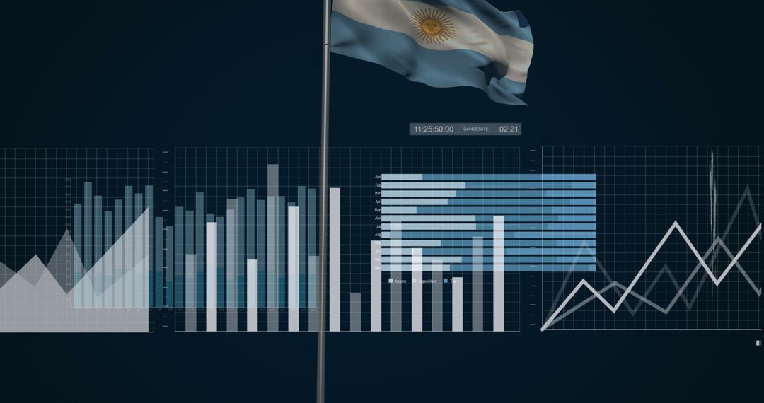 Argentina Flag Fronts Analytical Data Dashboard with Charts and Graphs