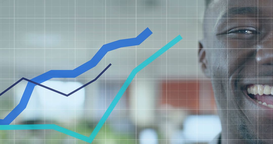 Innovative Data Insights with Smiling Businessman in Modern Office