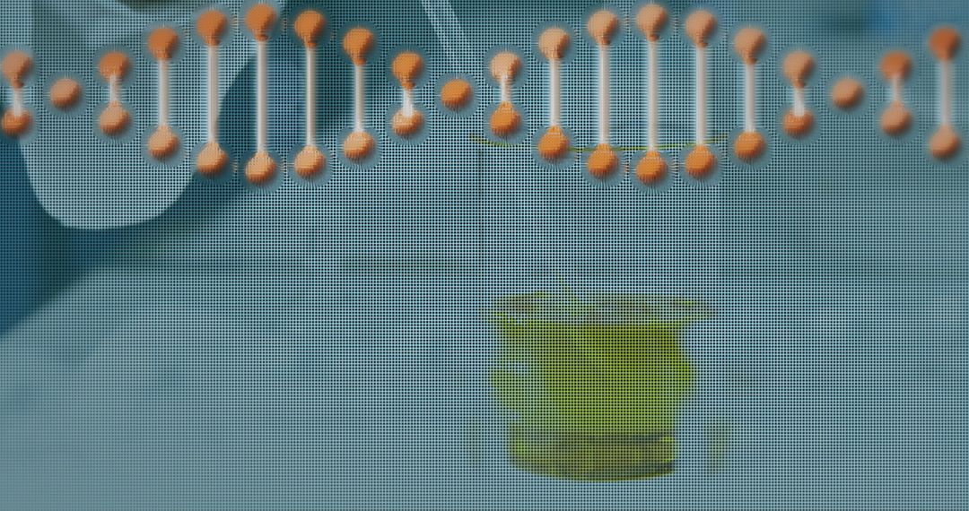 DNA Structure Overlaying Scientist in Laboratory Experiment