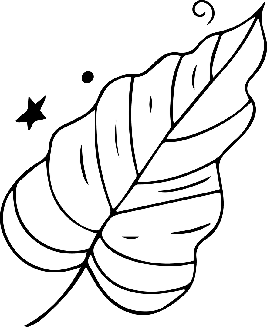Minimalist Stylized Leaf Drawing on Transparent Background