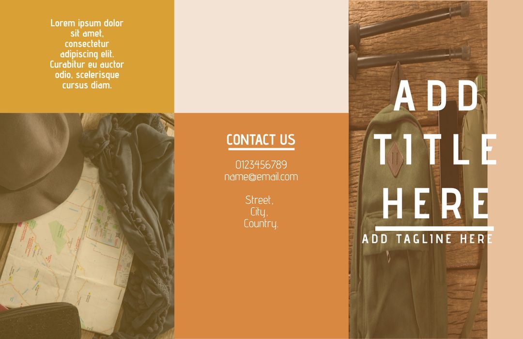 Earthy Adventure Template Featuring Hiking Gear and Travel Essentials