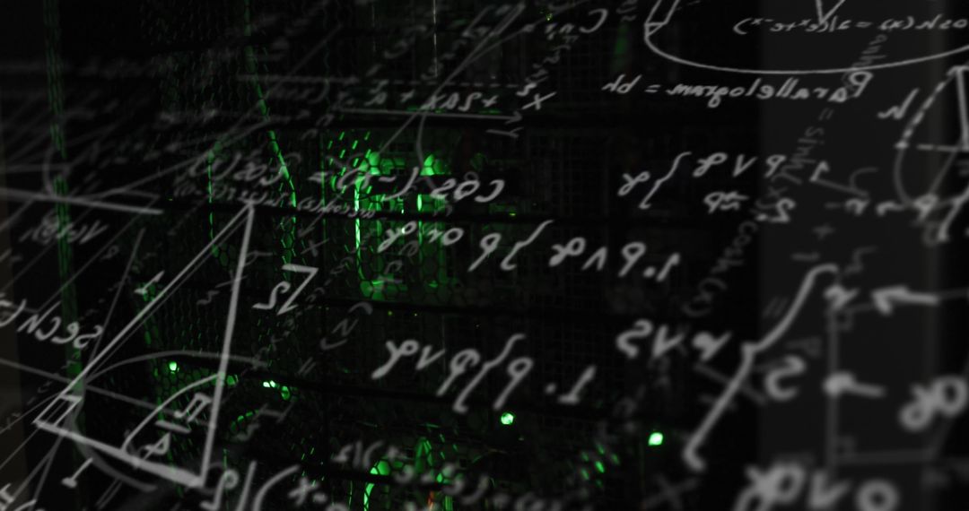 Digital Network with Mathematical Equations In Server Room
