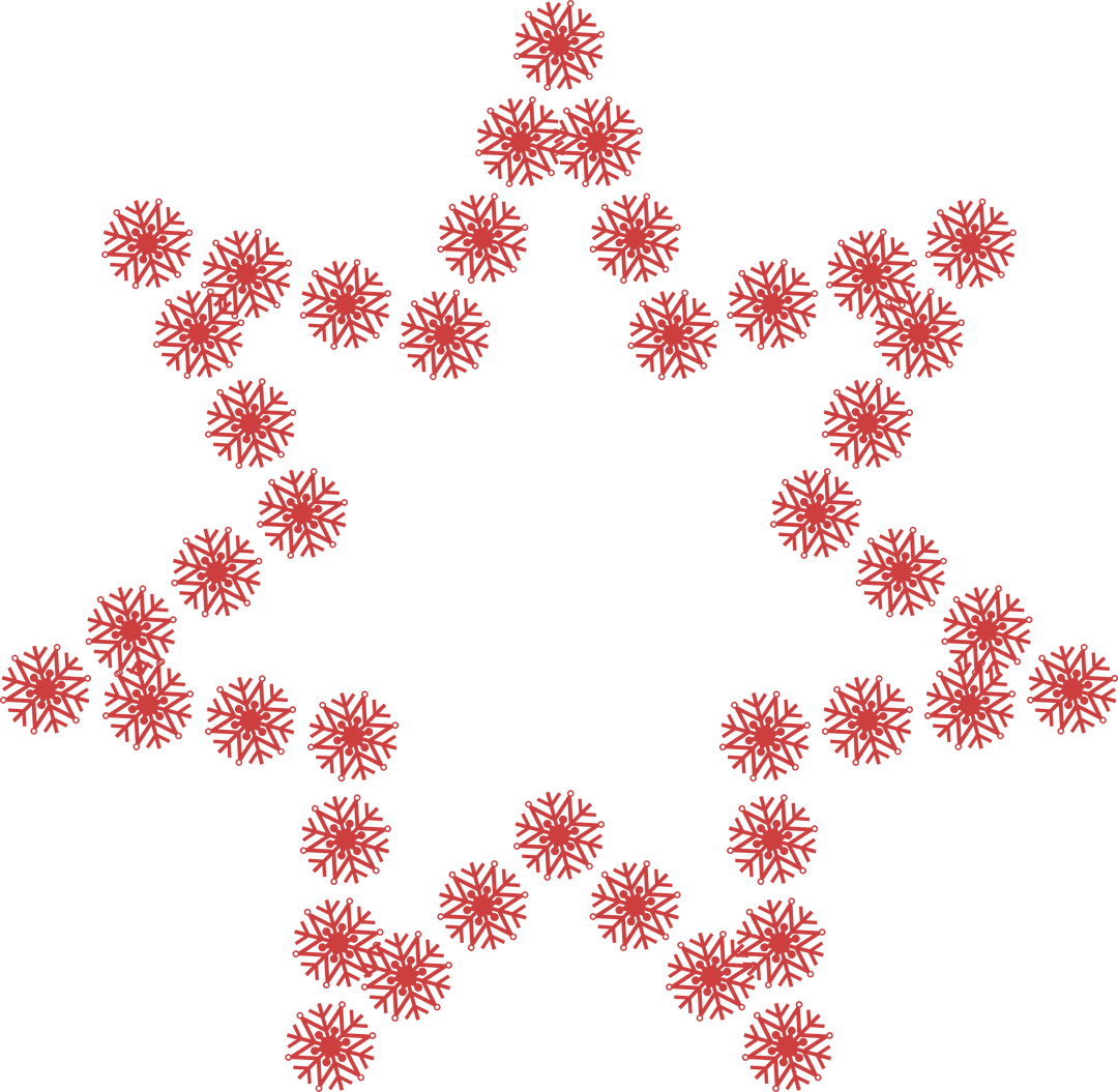 Transparent Red Star Formed by Snowflakes for Festive Decorations