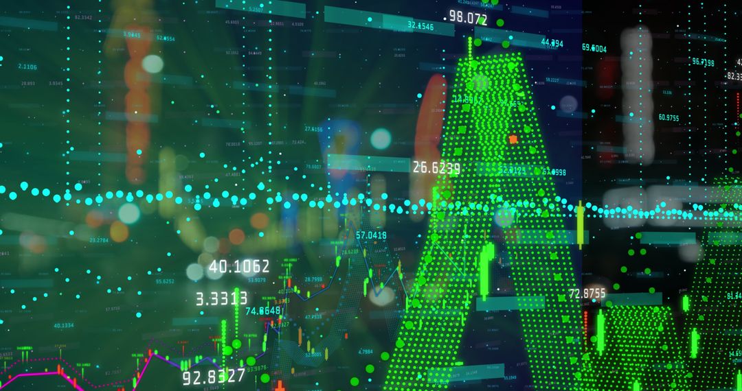 Dynamic Financial Data Processed Amid City Lights at Night