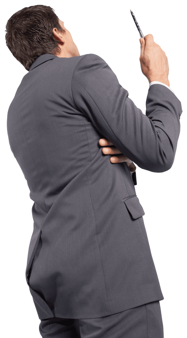 Transparent Focused Businessman Holding Pen Thoughtfully