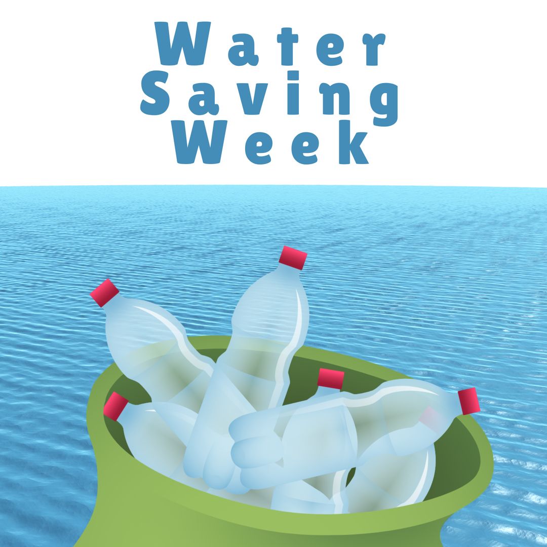 Water Conservation Illustration with Bottles in Sea Setting