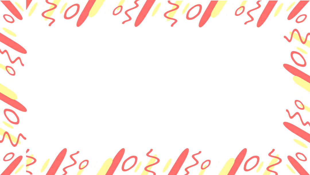 Flat Design Coral-Yellow Rush Pattern Frame Transparent Background