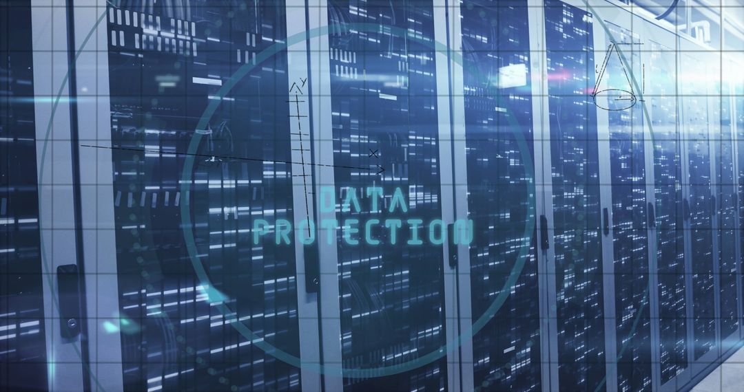 Digital Data Protection on Server Network Background