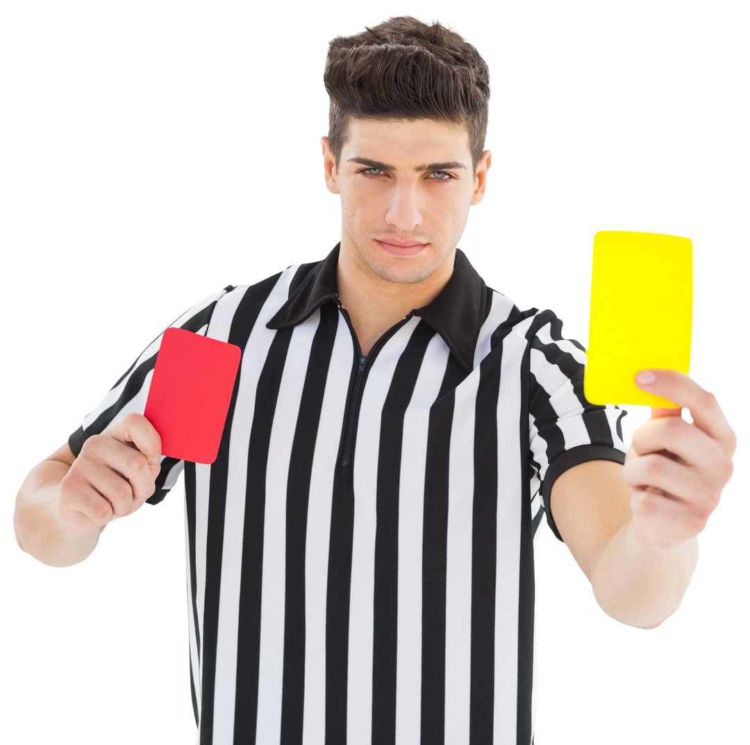 Transparent Background Referee Showing Red and Yellow Cards Against White - Download Free Stock Images Pikwizard.com