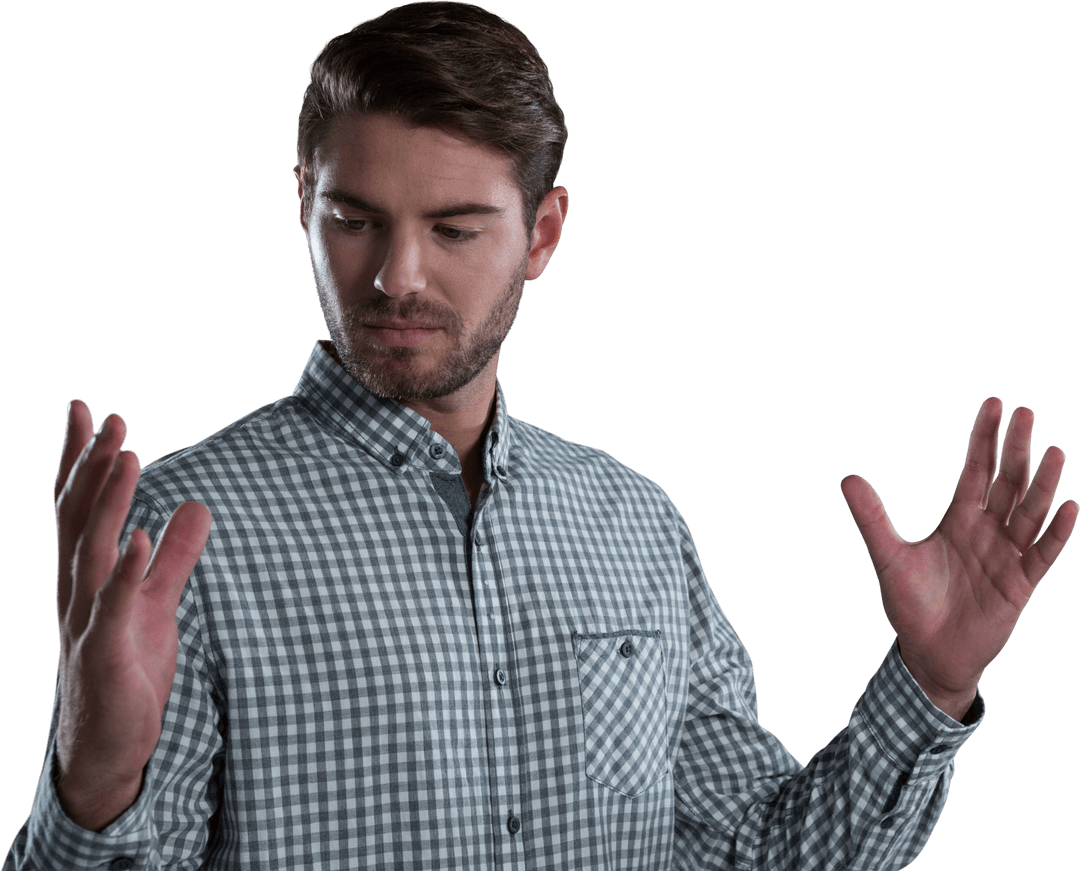 Man Gesturing Empty Hands Transparent Background - Download Free Stock Images Pikwizard.com