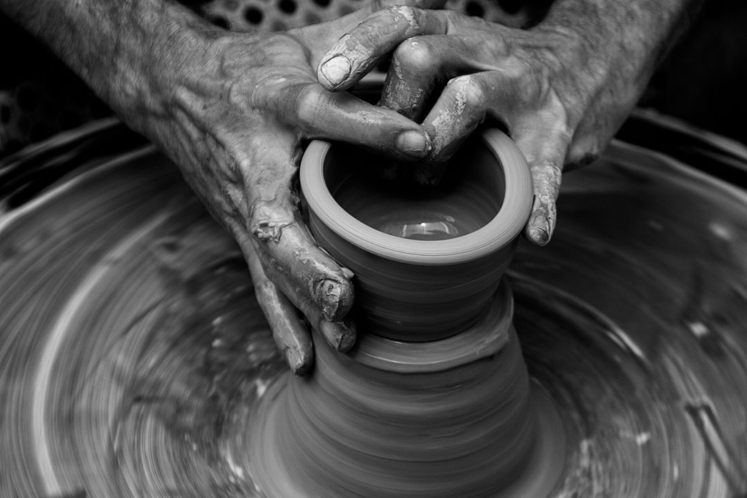 Close-up of Hands Shaping Clay on Pottery Wheel - Free Images, Stock Photos and Pictures on Pikwizard.com