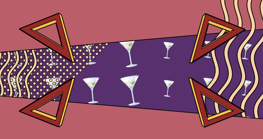 Retro Abstract Cocktail Art with Geometric Patterns