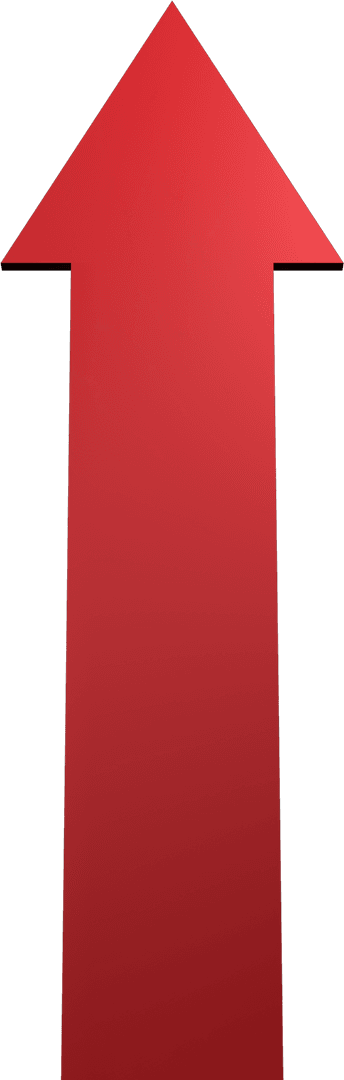 Red Arrow on Transparent Background Indicating Direction
