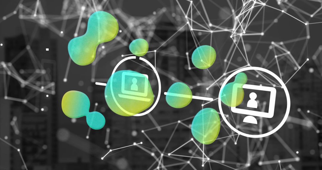 Digital Interface Connections Over Networking Icons