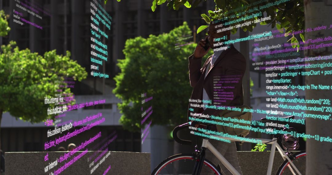 Business Professional Analyzing Code in Urban Environment